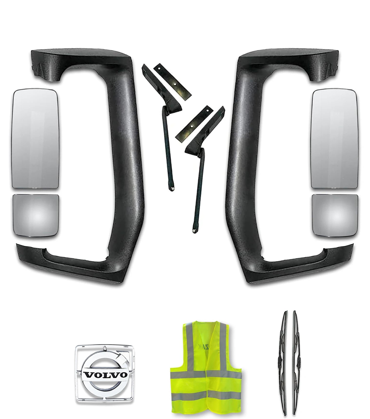 Mirror Arm Covers with Small and Big Door Mirrors Set 2004+ Volvo VNL VNM VNX