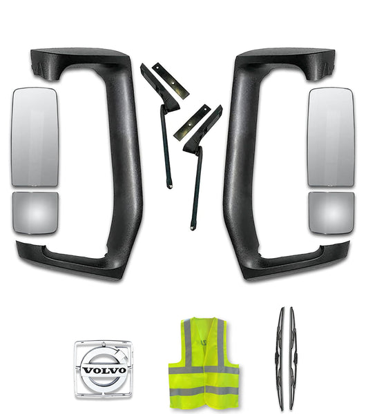 Mirror Arm Covers with Small and Big Door Mirrors Set 2004+ Volvo VNL VNM VNX