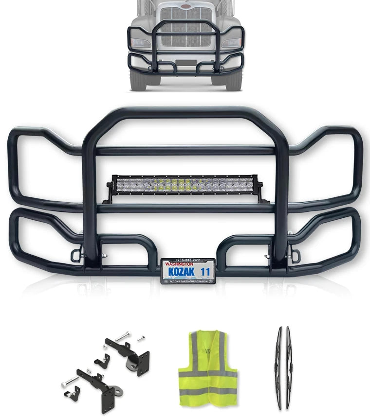 Front Grille Guard Large Black Kenworth T440