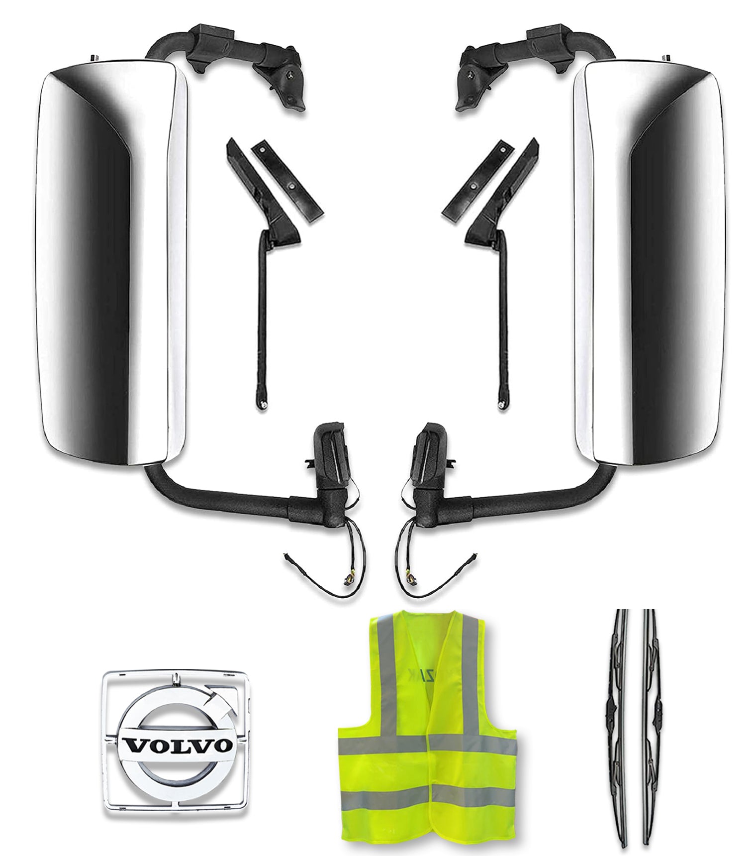 Door Side Mirrors Chrome Power Heated Set 2004-2024 Volvo VNL VNM VNX VNR