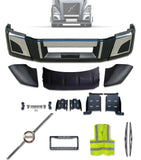 Bumper Set W/o Fog Holes Chrome Trim & Air Flow Deflector & Brackets 2018+ Volvo VNL VNR