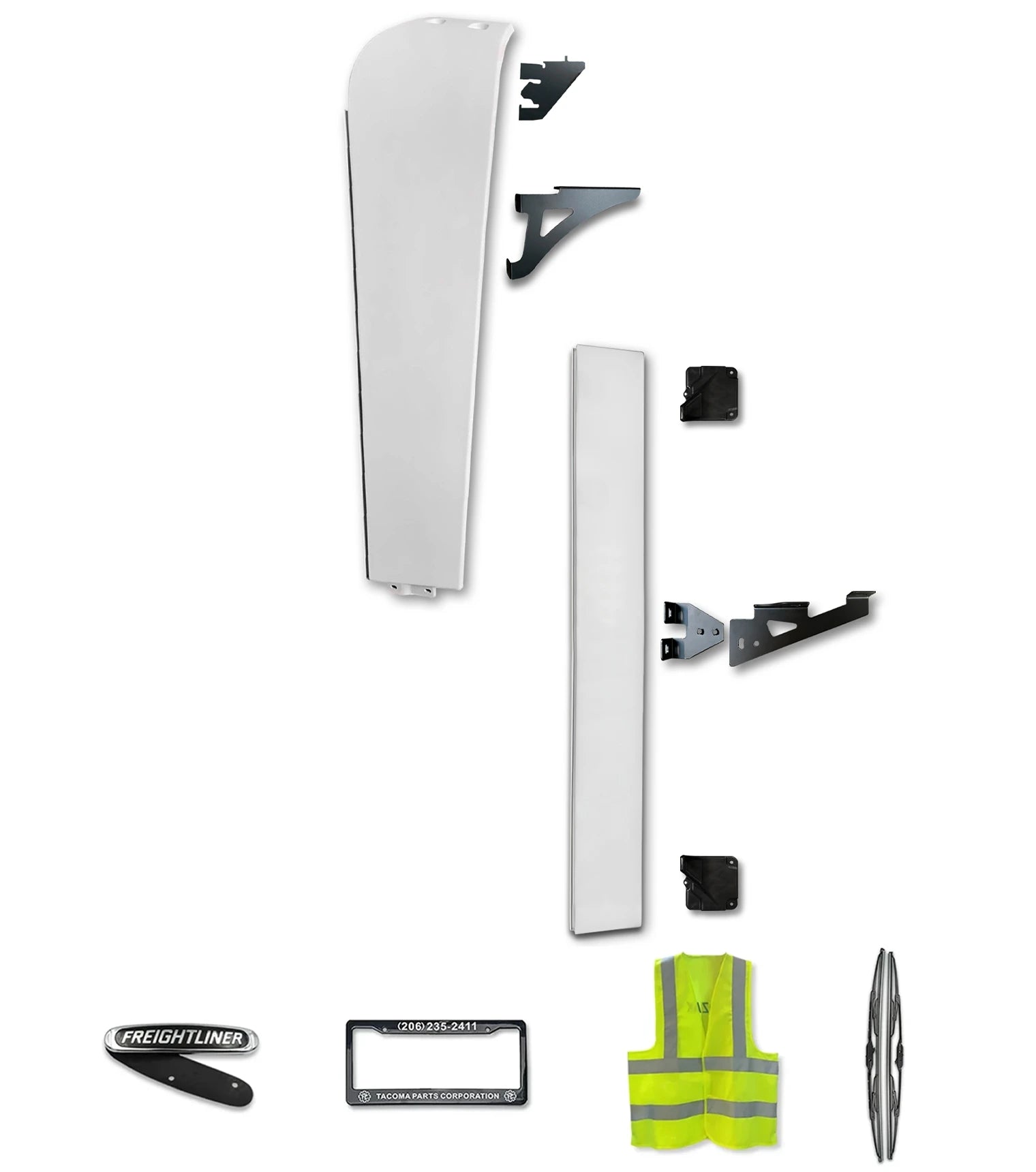 Top and Bottom Cabin Fairings Narrow w/ Brackets Set Passenger 2008-2017 Freightliner Cascadia