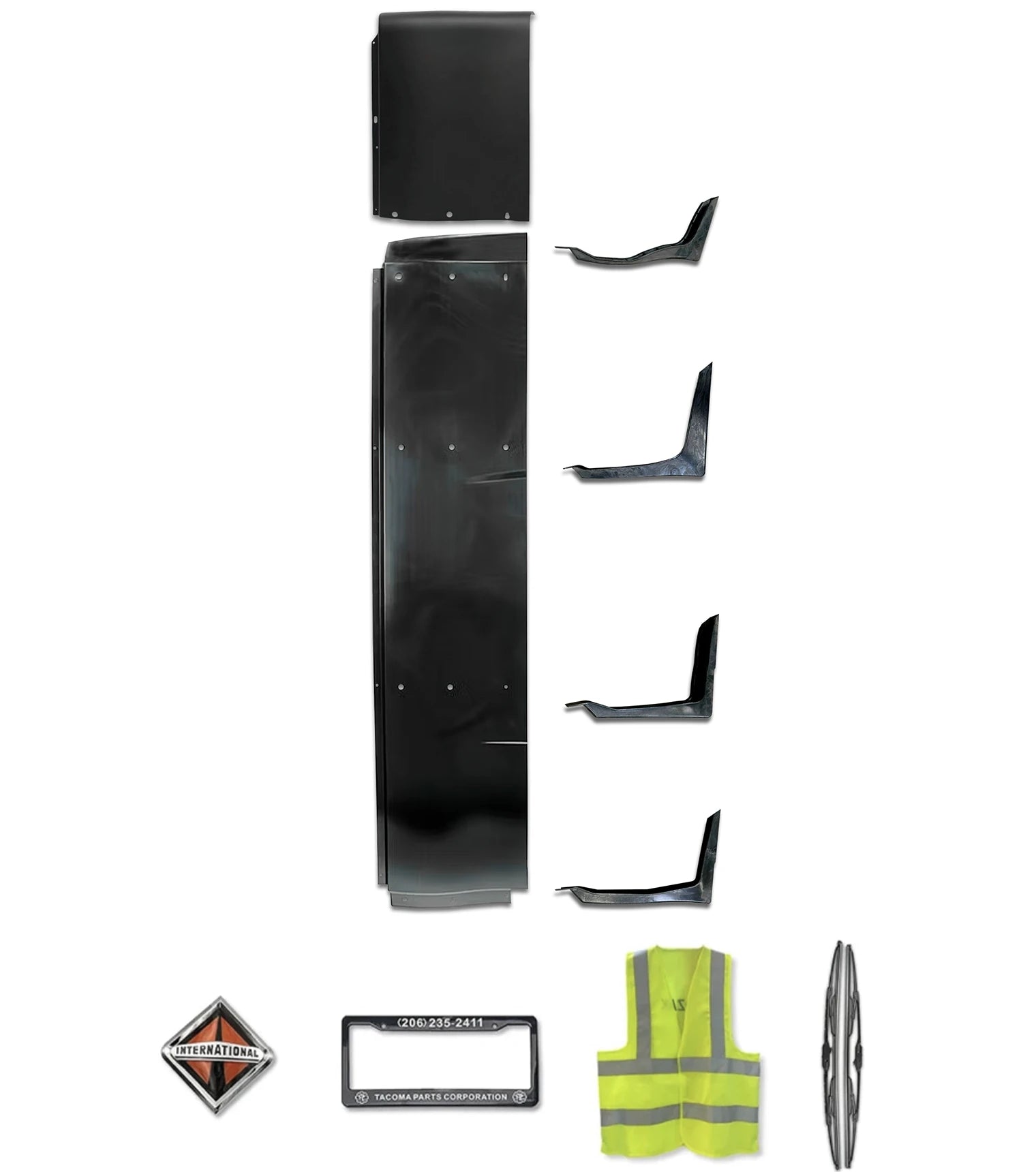 Top and Lower Wind Fairing Cab Extenders w/Brackets Passenger International LT625