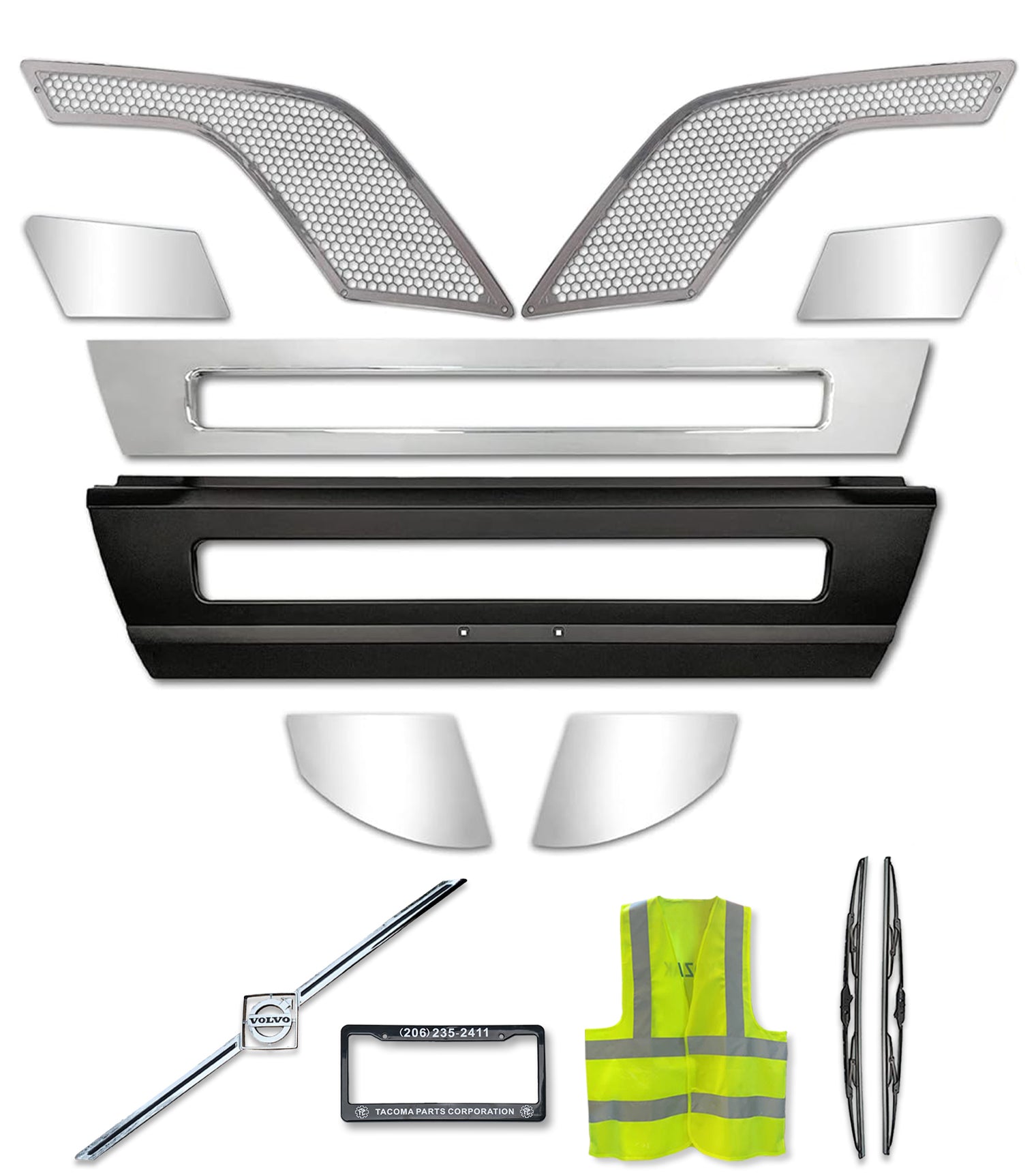 Bumper Center with Chrome Trim Set 2016-2017 Volvo VNL