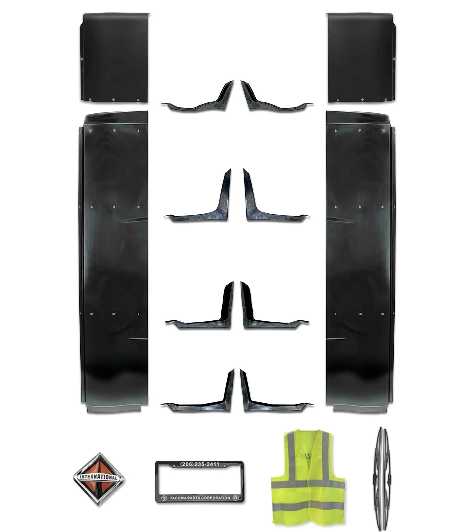 Top and Lower Wind Fairing Cab Extenders w/Brackets Set International LT625