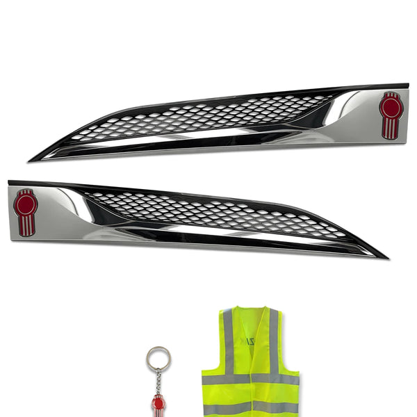 Side Hood Grilles Vent Trim Chrome Set 2022+ Kenworth T680 Next