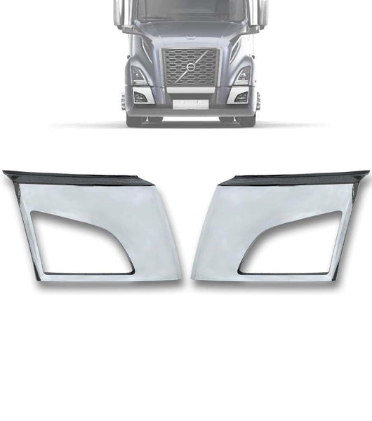 Bumper Corners Chrome Trim Fog Light Holes Set 2018+ Volvo VNL VNR