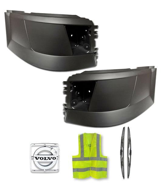 Bumper Corners With Fog Holes Plastic Set 2004-2015 Volvo VNL