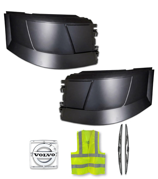 Bumper Corners No Fog Holes Plastic Set 2004-2015 Volvo VNL