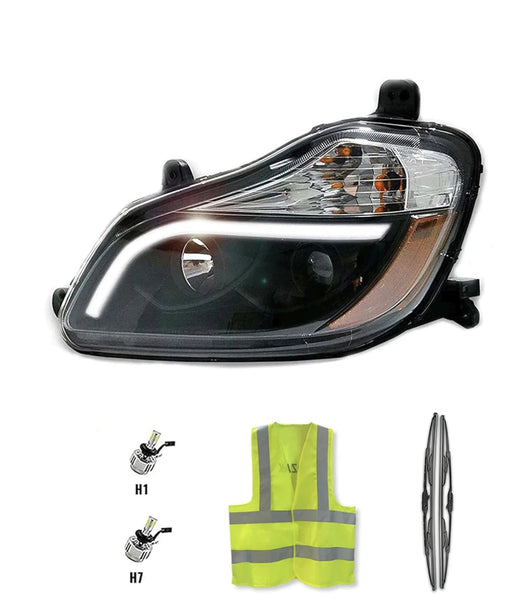 Headlight Black with LED Bar Driver 2015-2019 Kenworth T680