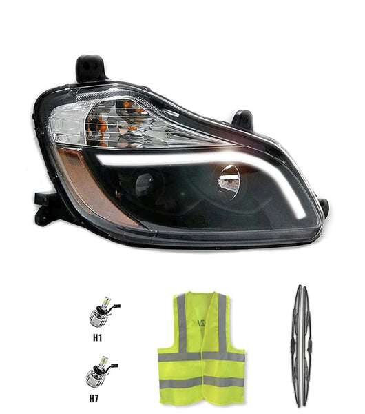 Headlight Black with LED Bar Passenger 2015-2019 Kenworth T680