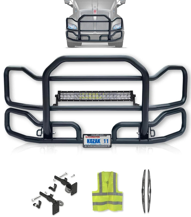 Front Grille Guard Large Black Kenworth T700