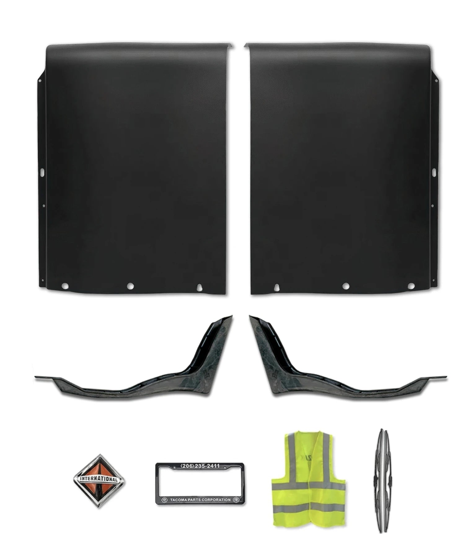 Top Wind Fairings Cab Extenders w/Brackets Set International LT625