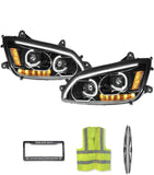 Headlights LED Black with Turn Signal Dual Set 2008-2018 Kenworth T660