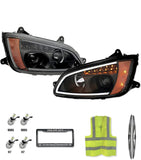 Headlights LED Bar Turn Signal Black Set 2008-2016 Kenworth T660 T700