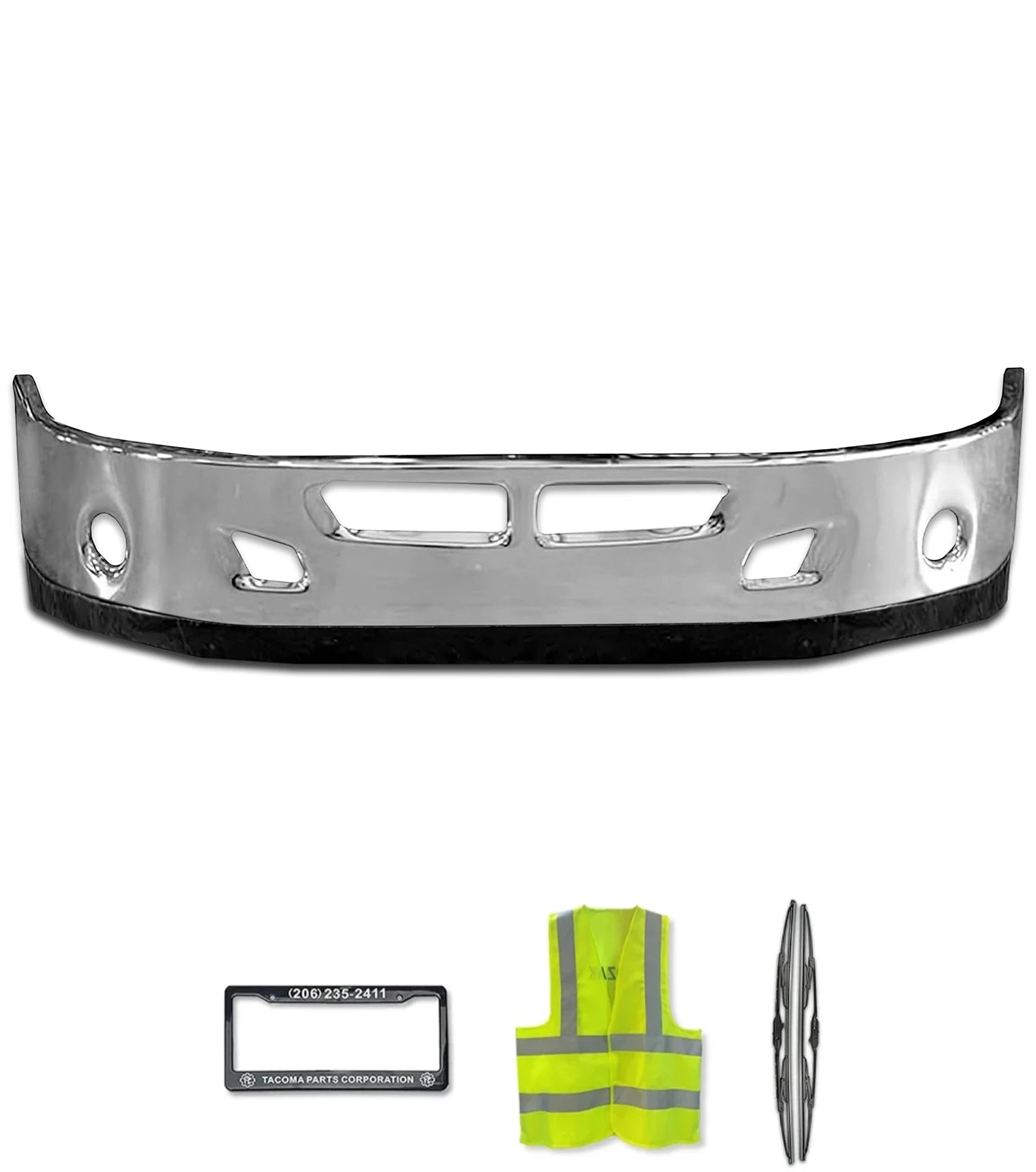 14" Bumper Chrome with Lower Lip Spoiler Kenworth T660 2008+