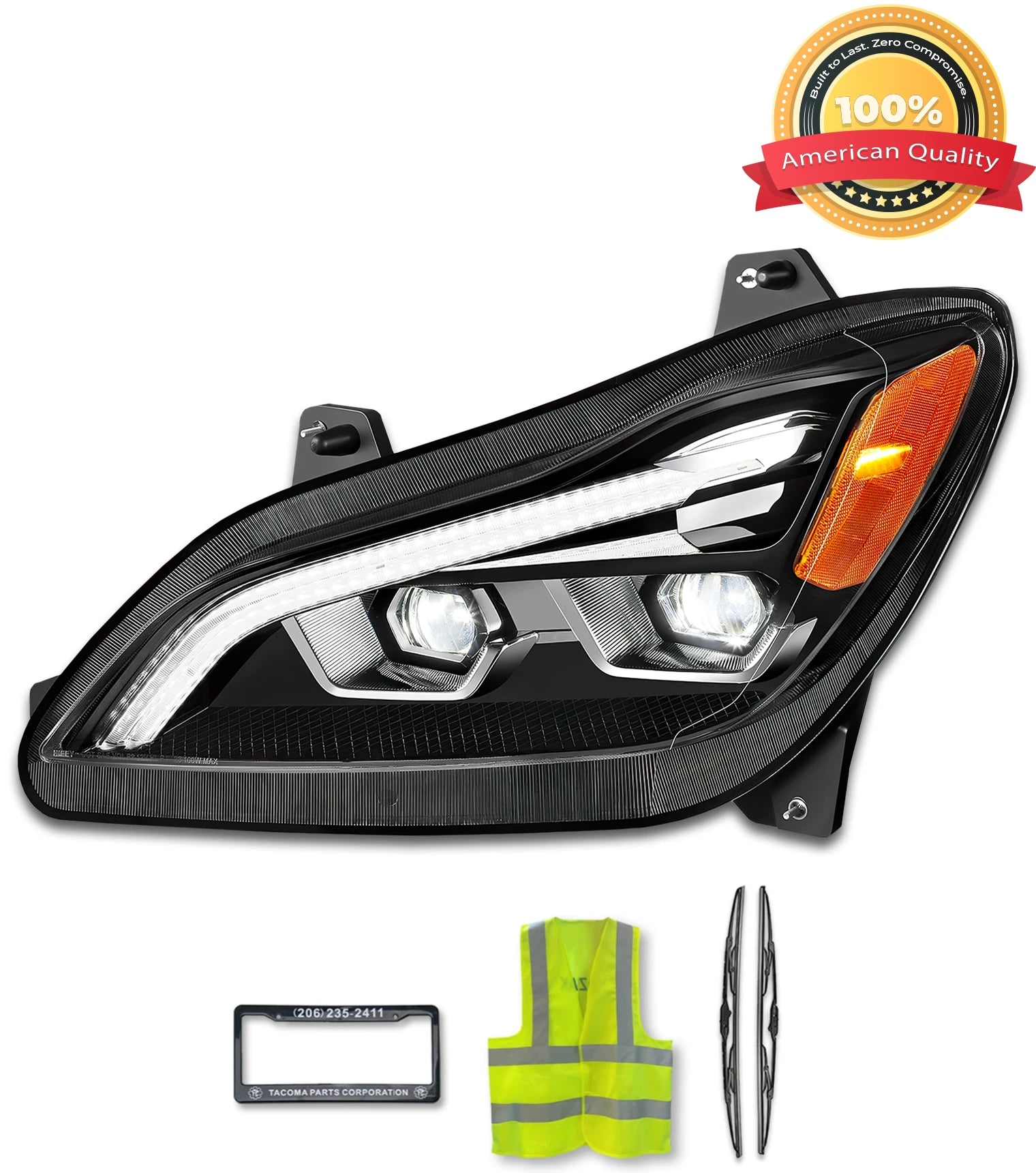 Headlight LED Black Driver 2022 2023+ Kenworth T680 Next Gen