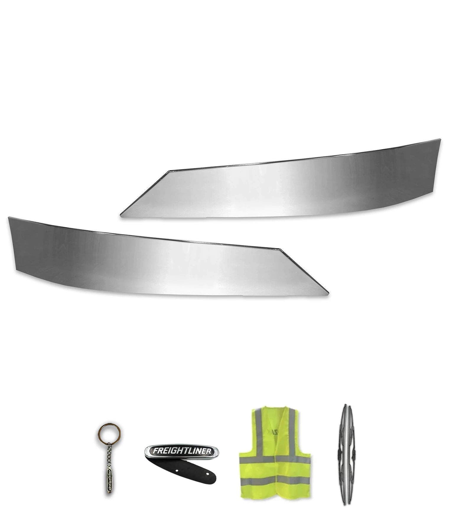 Top Bumper Fins Stainless Steel Set 14" / 16" Bumper 2008-2017 Freightliner Cascadia 125 113