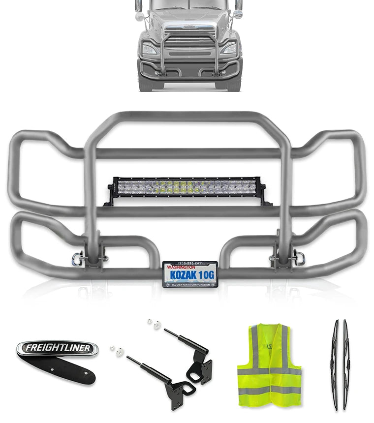 Front Grey Grille Guard Large Chrome Freightliner Columbia