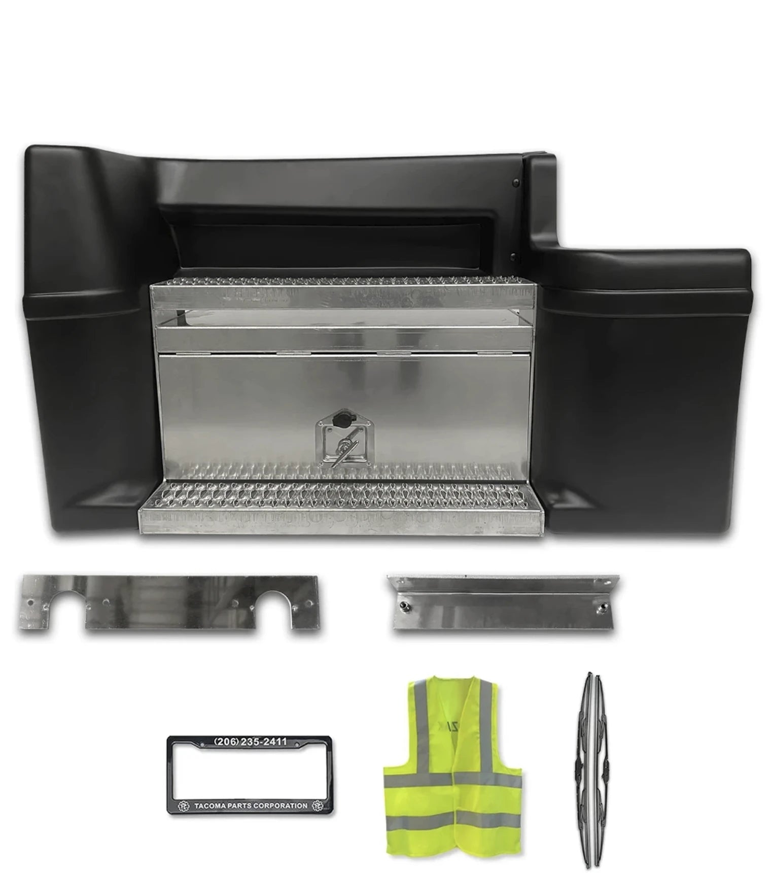 Cab Skirt/Side Fairing with Aluminum Tool Box Driver Peterbilt 377 385