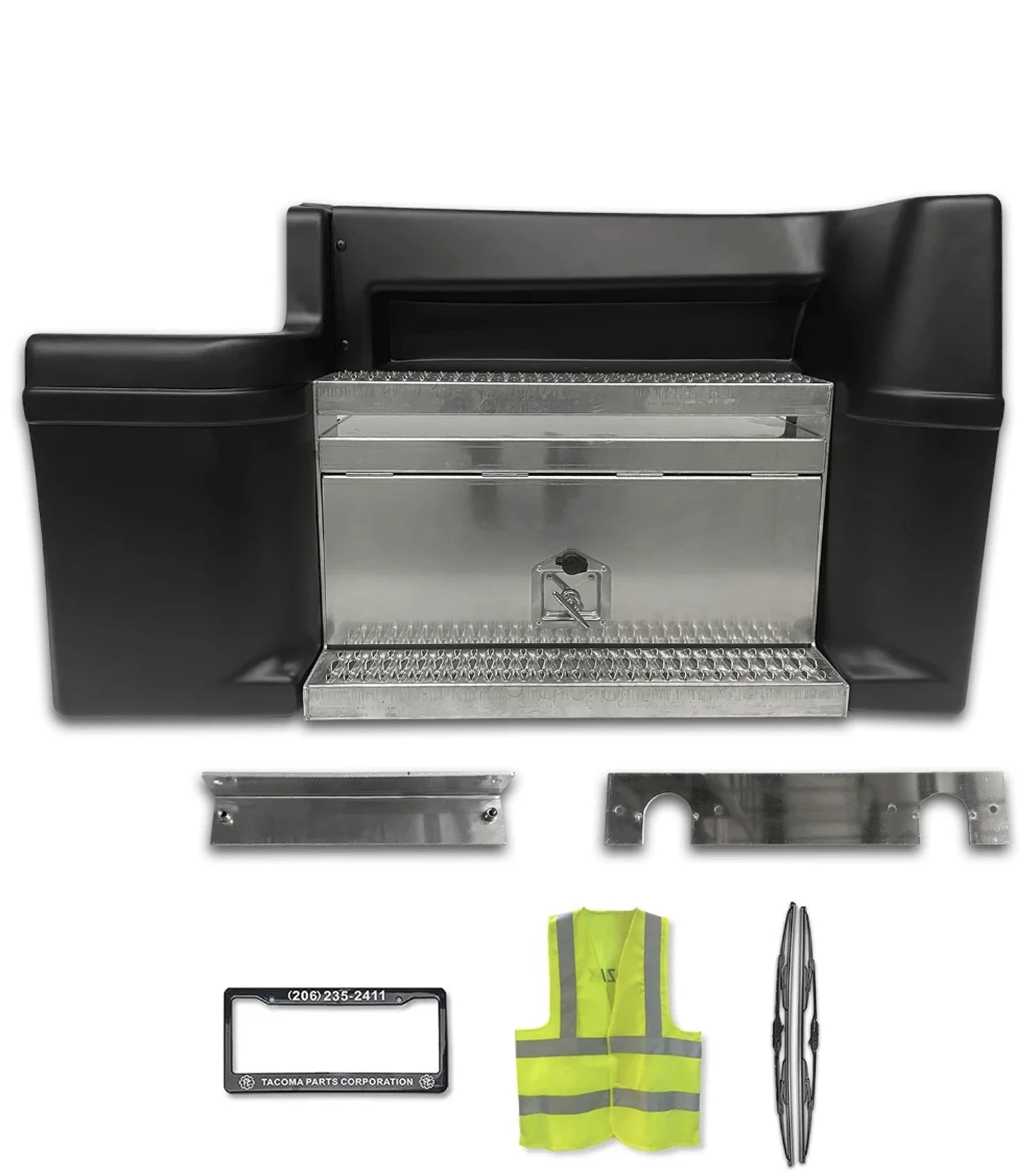 Cab Skirt/Side Fairing with Aluminum Tool Box Passenger Peterbilt 377 385