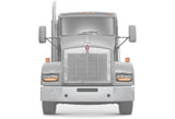 Headlights Bezels Chrome with 12" Amber/Yellow LED Light Strip Bar 2 Pcs For Kenworth T400 T600 T800 W900B W900L -