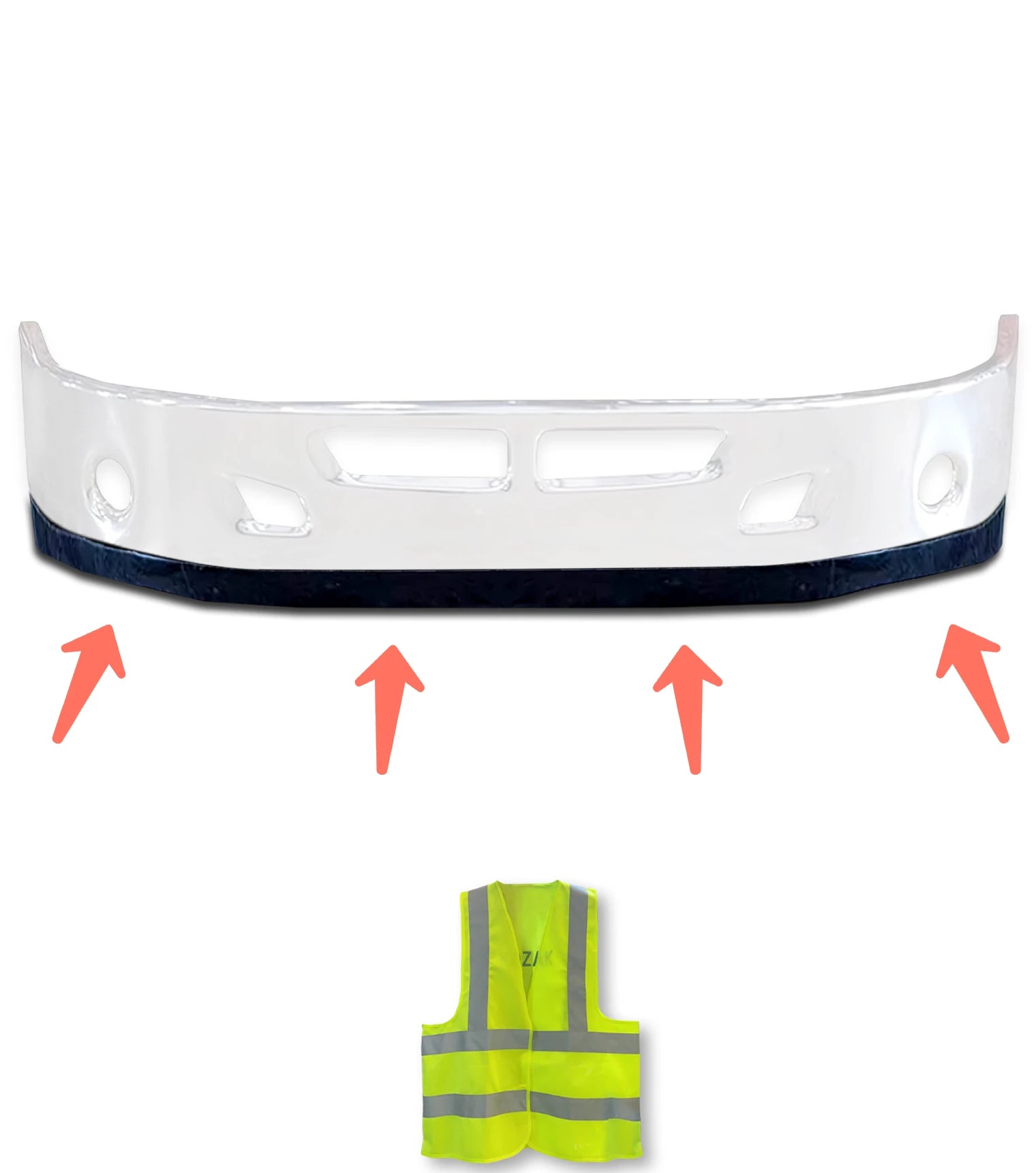 Lower Lip Spoiler Plastic fit 14" Chrome Bumper Kenworth T660 2008+