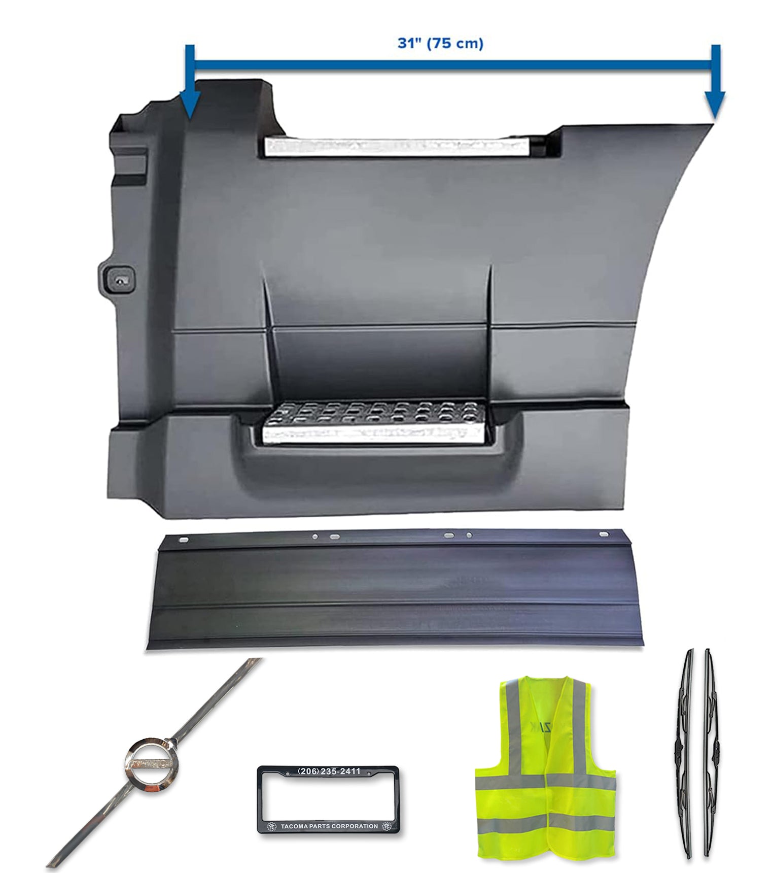 Rear Step Side Fairing Panel with Rubber Driver 31" 2018+ Volvo VNL VNR