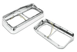 Headlights Bezels Chrome with 12" Clear/White LED Light Strip Bar 2 Pcs For Peterbilt 378 379 -