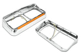 Headlights Bezels Chrome with 12" Amber/Yellow LED Light Strip Bar 2 Pcs For Peterbilt 378 379 -