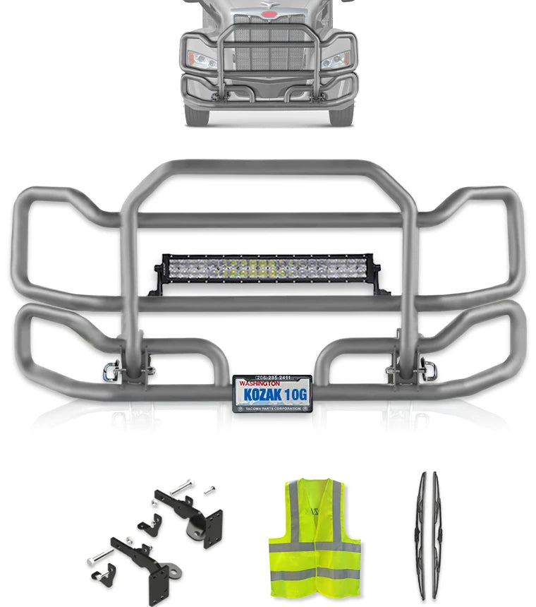 Front Grey Grille Guard Large 2022+ Peterbilt 579 (No Fog)