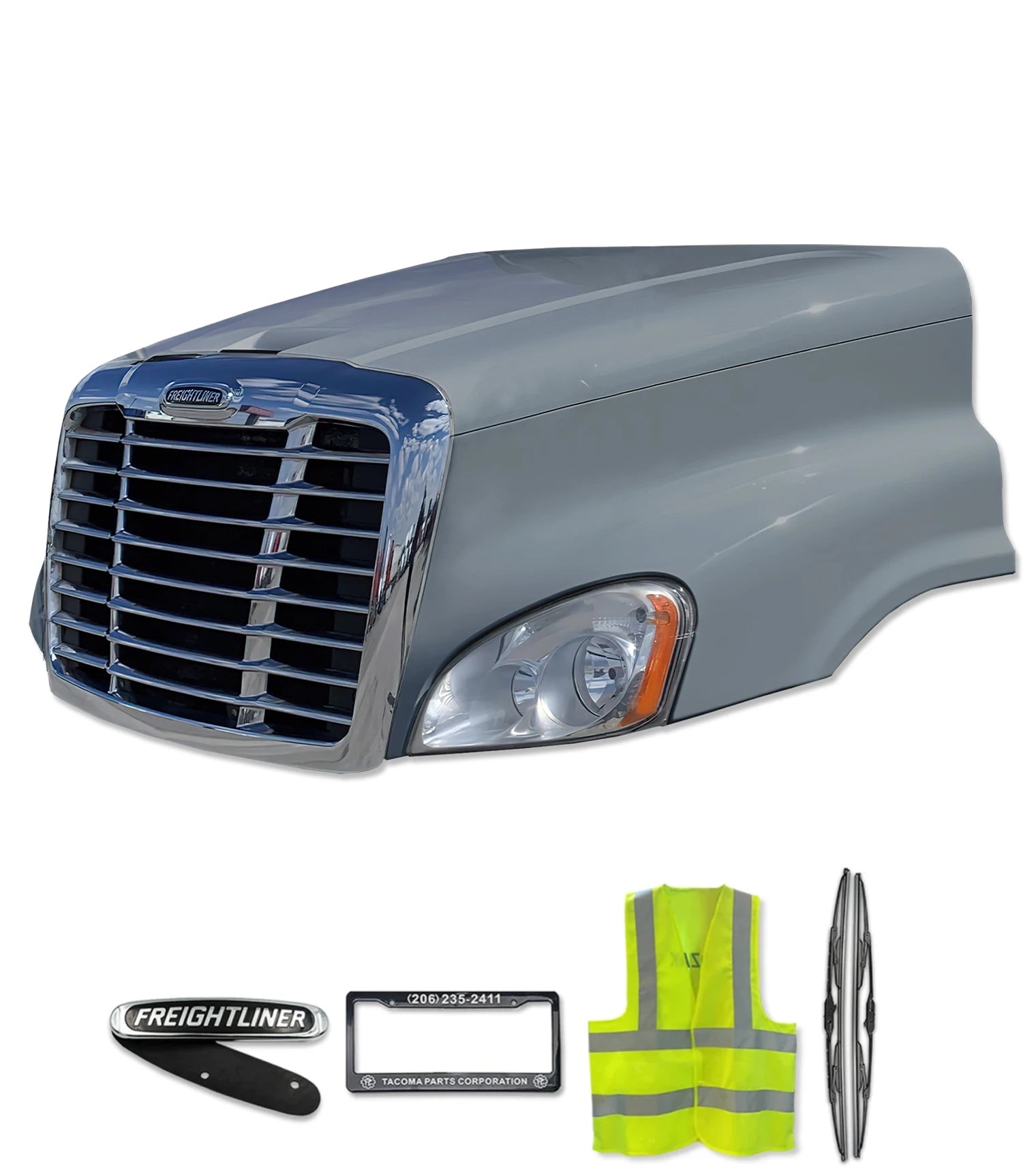 Hood Long With Grille and Headlights Freightliner Cascadia 2008-2018 125 BBC 113