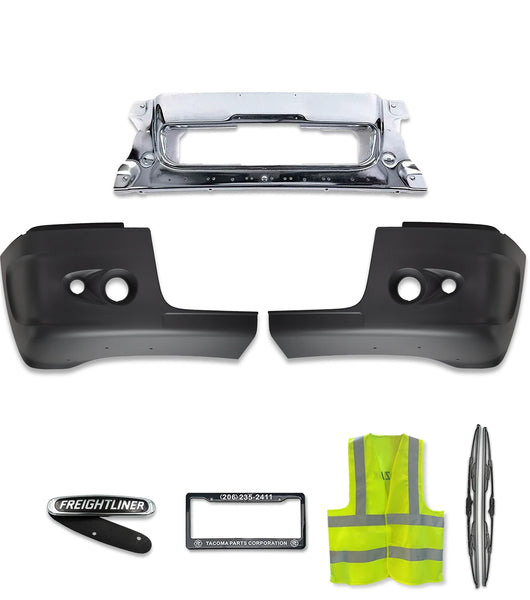 Bumper Chrome Center and Corners With Holes Set 2005-2011 Freightliner Century 112 120