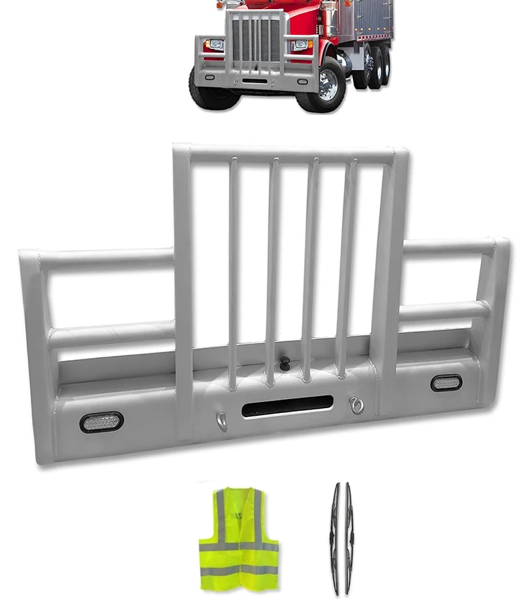 Grille Deer Bumper Herd Defender Guard 6" (2) VT No rake CEB Satin Peterbilt 367