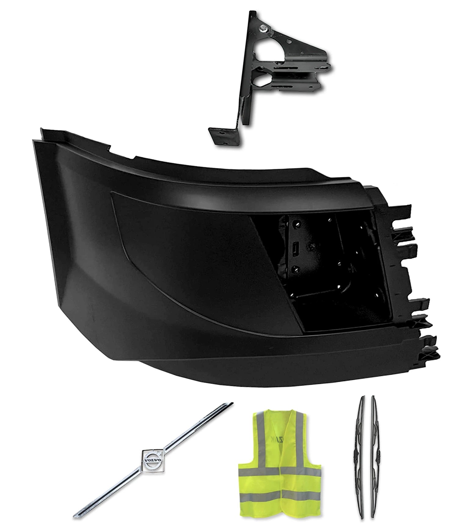 Bumper Corner w/ Fog Hole Plastic w/ Bracket Passenger 2016-2017 Volvo VNL