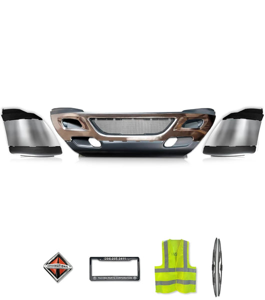 Bumper Plastic with Chrome Trim Set 2008-2015 International Prostar