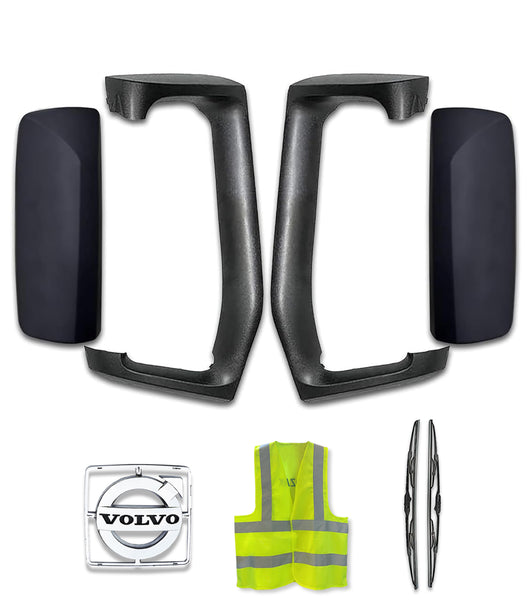 Mirror Arms and Matte Black Door Mirror Covers Set Volvo 2004+ VNL VNM VNX