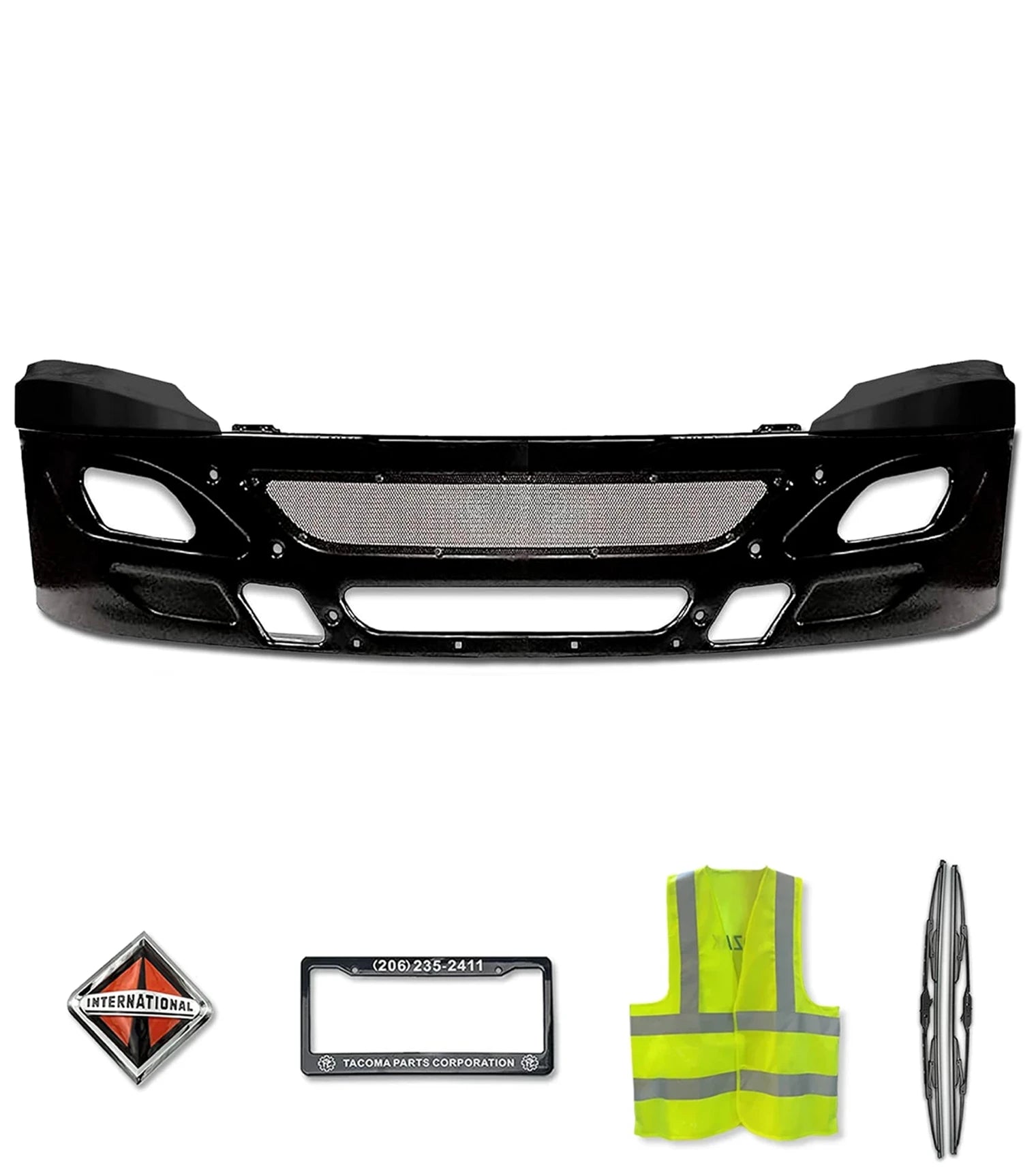 Bumper Stationary Black Steel 2006-2015 International Prostar