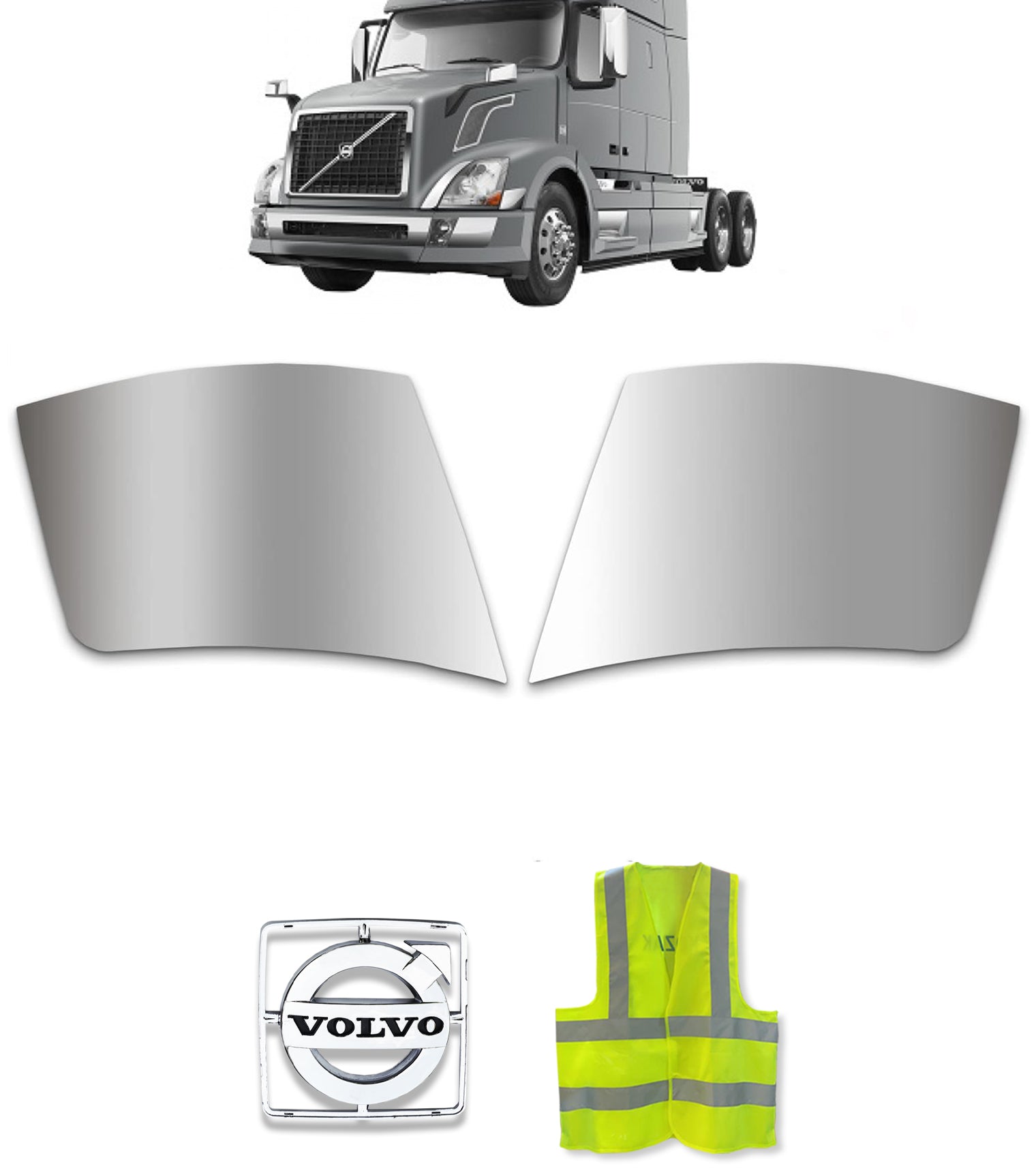 Bumper Corners Chrome Trim Set 2004-2015 Volvo VNL