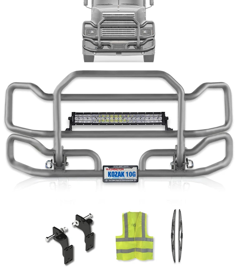 Front Grey Grille Guard Large 2004+ Mack CH Set-Back