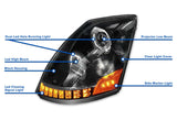 Headlights Full LED Black Set 2004-2017 Volvo VNL VNX VT