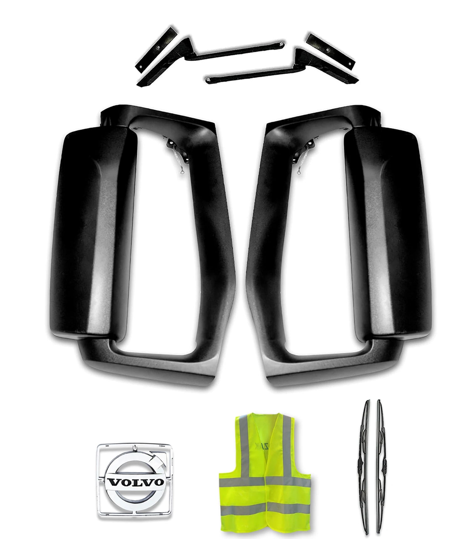Side View Door Mirrors Power Heated Black Set Volvo 2004+ VNL VNM VNX