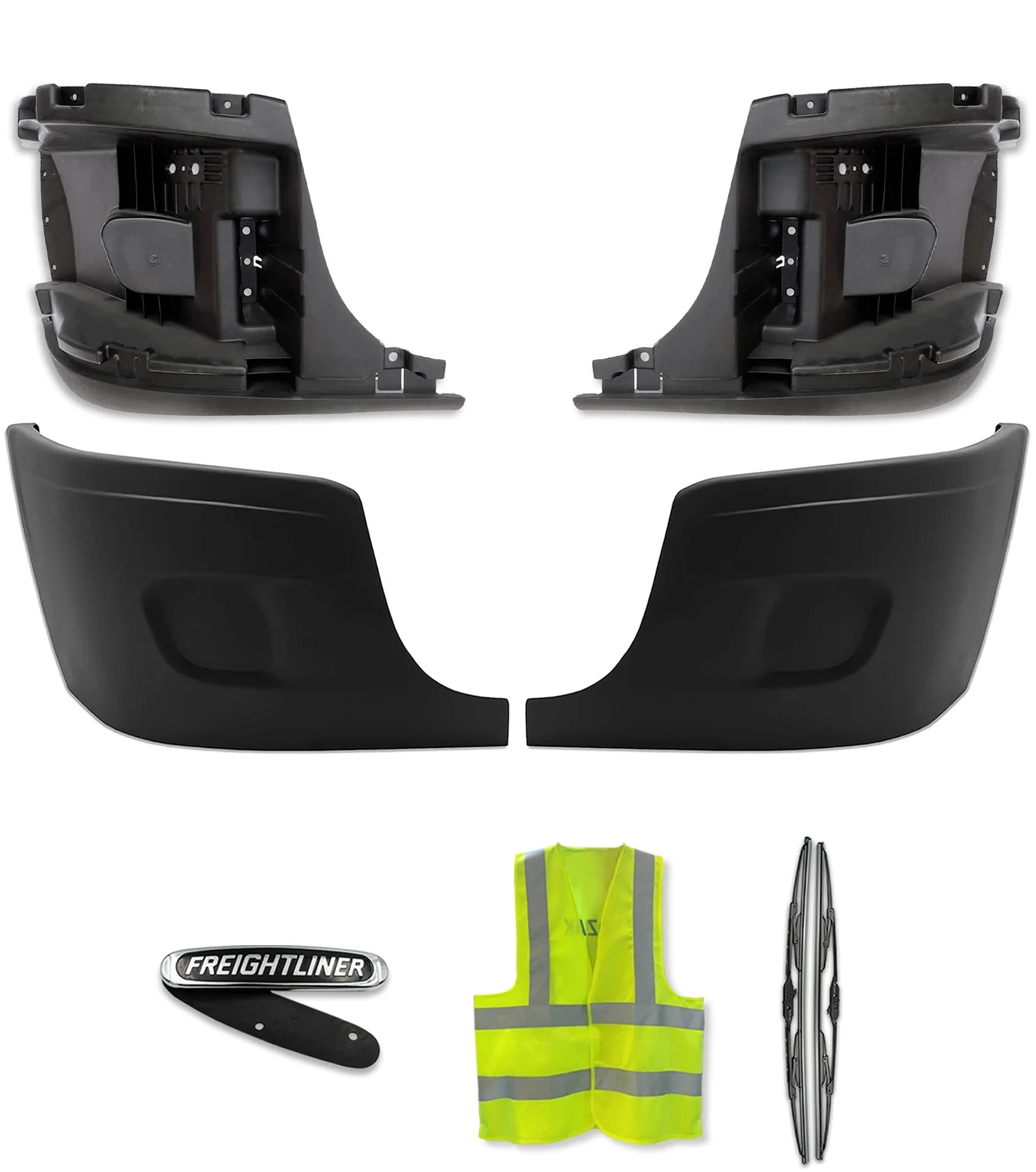 Bumper Corners Outer and Inner No Fog Holes Set 2008-2017 Freightliner Cascadia 125 113