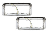 Headlights Bezels Chrome with 12" Clear/White LED Light Strip Bar 2 Pcs For Peterbilt 378 379 -