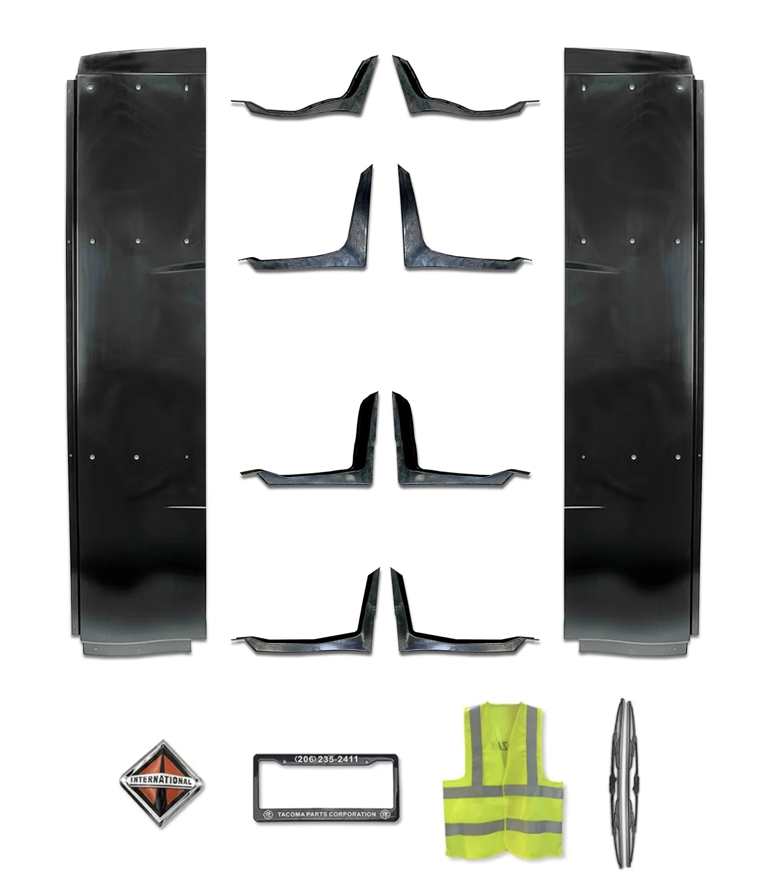 Lower Wind Fairing Cab Extender Plastic w/Brackets Set International LT625