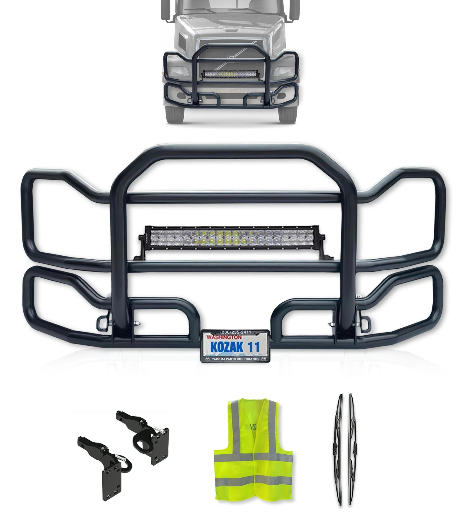 Front Grille Guard Large Black 1999-2003 Volvo VNL