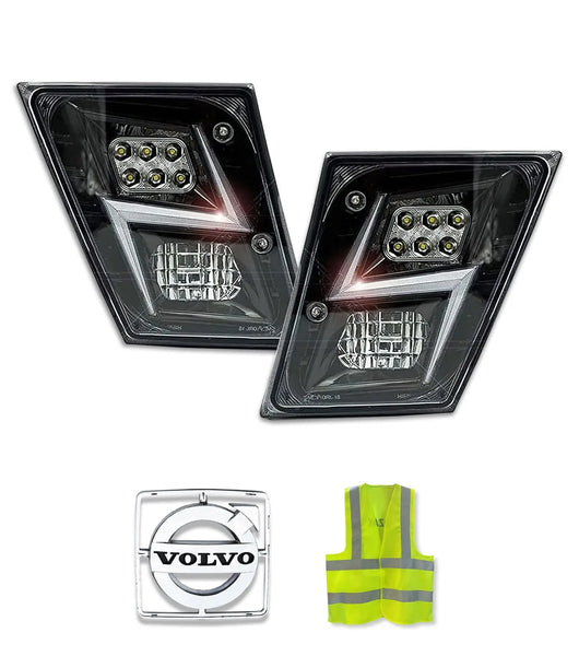 Fog LED Lights Black Set 2004-2017 Volvo VNM VNL VT
