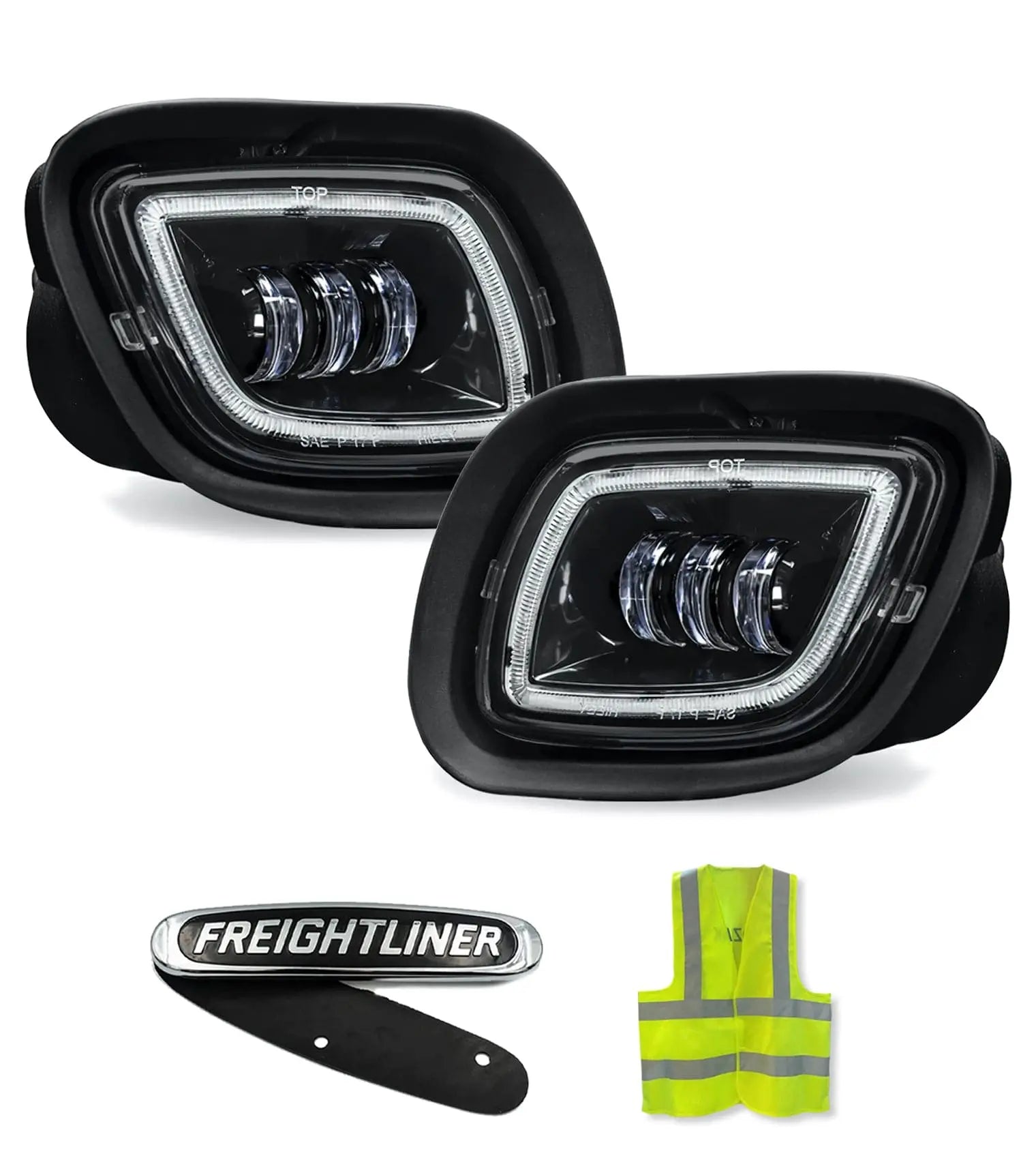 Full LED Projector Fog Lights Black Pair Freightliner Cascadia 2008-2017 -