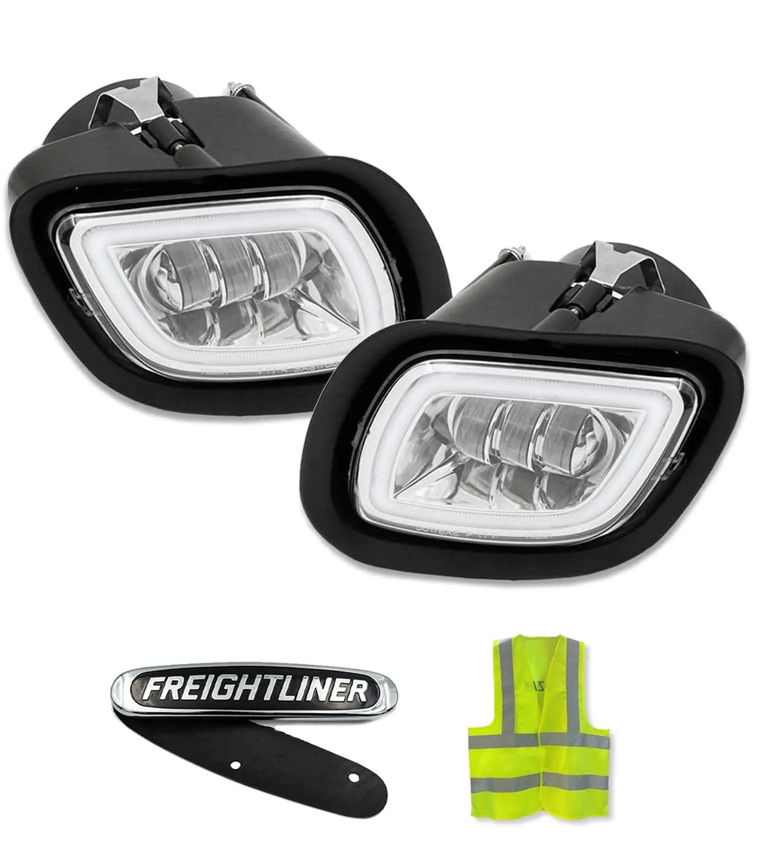 Full LED Projector Fog Lights Chrome Pair Freightliner Cascadia 2008-2017 -