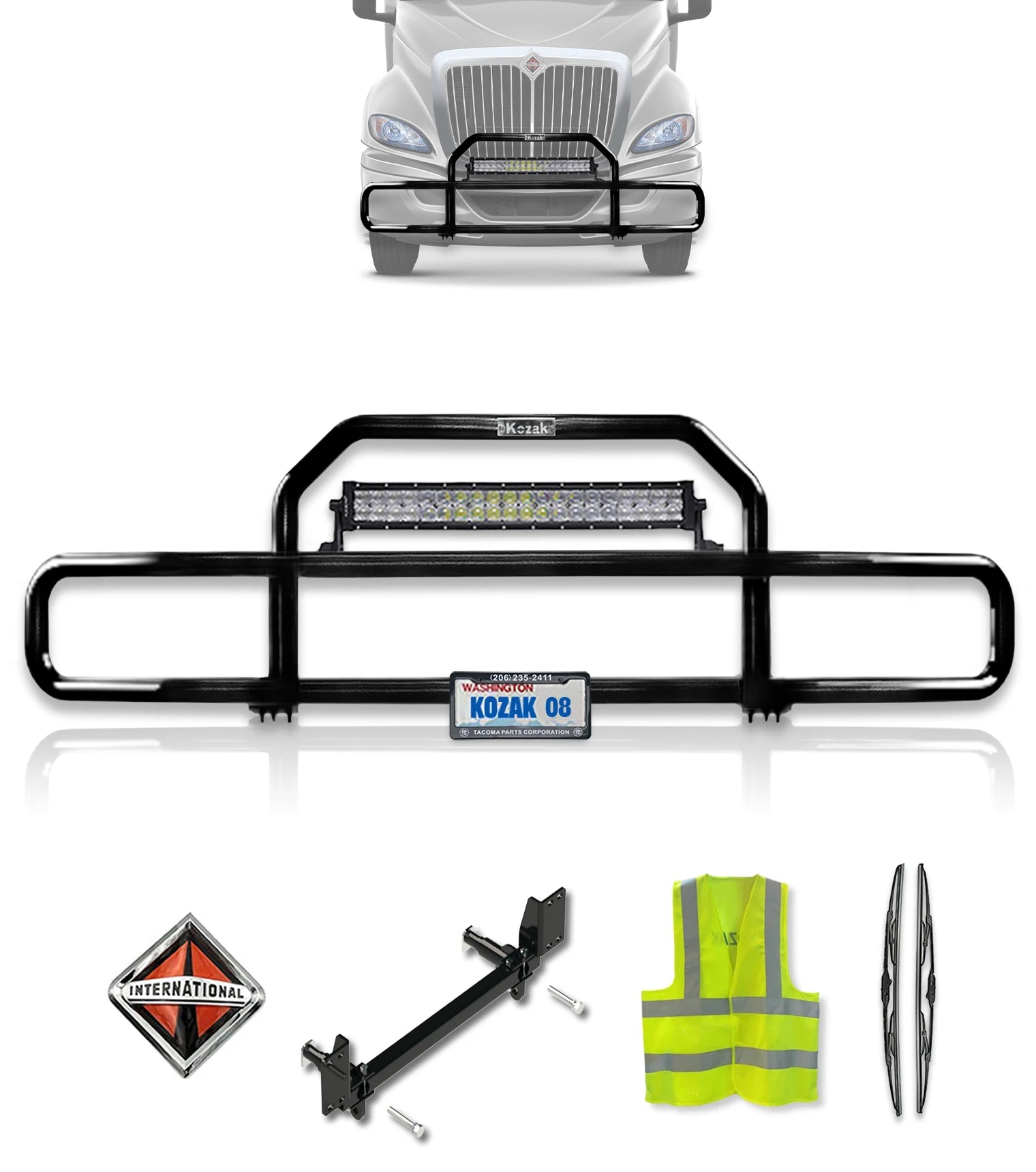 Front Grille Guard Black 2008+ International Prostar